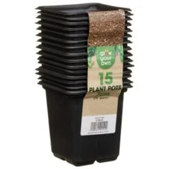 B&M Black Plant Pots 15pk 5 B&M Black Plant Pots 15pk -B&M 319024 grow your own 15 plant pots 7cm1