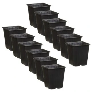 B&M Black Plant Pots 12pk 2 B&M Black Plant Pots 12pk - Image 2