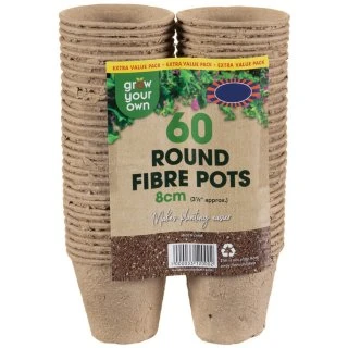 B&M Round Fibre Pots 60pk 1 B&M Round Fibre Pots 60pk
