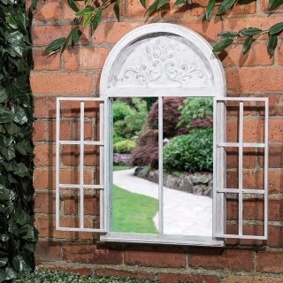 B&M Shutter Door Arched Garden Mirror 2 B&M Shutter Door Arched Garden Mirror - Image 2