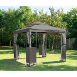 B&M Luxury Steel Framed Gazebo 2.5m - Grey