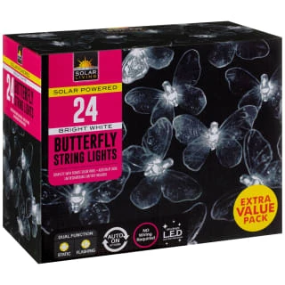 B&M 24 Solar LED Butterfly String Lights - White 2 B&M 24 Solar LED Butterfly String Lights - White - Image 2