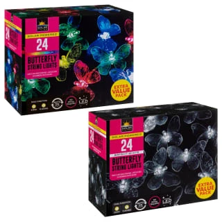 B&M 24 Solar LED Butterfly String Lights - White 3 B&M 24 Solar LED Butterfly String Lights - White - Image 3