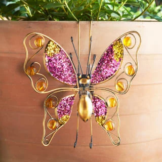 B&M Glitter Plant Pot Hook - Pink Butterfly 1 B&M Glitter Plant Pot Hook - Pink Butterfly