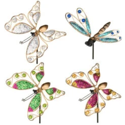 B&M Glitter Stake - Green Butterfly 6 B&M Glitter Stake - Green Butterfly -B&M 353659 glitter stakes main 2