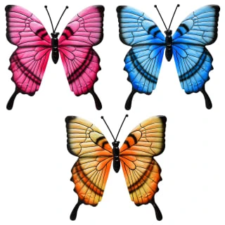 B&M Butterflies Wall Art 3pk - Orange 2 B&M Butterflies Wall Art 3pk - Orange - Image 2