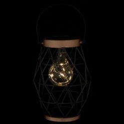 B&M Metal Hexagonal Solar Lantern - Copper 5 B&M Metal Hexagonal Solar Lantern - Copper -B&M 353880 24cm metal hexagonal solar lantern copper trim