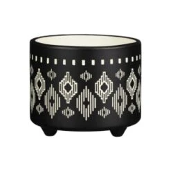 B&M Urban Eden Embossed Footed Planters 3pk - Black 8 B&M Urban Eden Embossed Footed Planters 3pk - Black -B&M 366531 3pk urban eden plant pot on tripod stand black 4