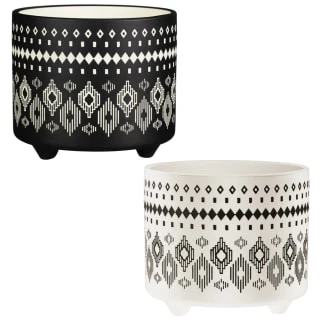 B&M Urban Eden Embossed Footed Planters 3pk - Black 5 B&M Urban Eden Embossed Footed Planters 3pk - Black - Image 5