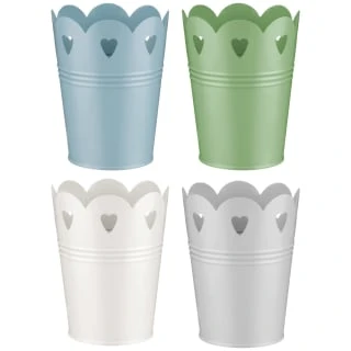 B&M Heart Tin Decorative Planter - Cream 2 B&M Heart Tin Decorative Planter - Cream - Image 2