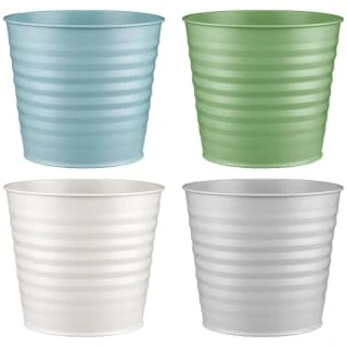 B&M Ribbed Matt Tin Planter - Cream 2 B&M Ribbed Matt Tin Planter - Cream - Image 2