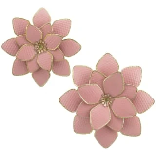 B&M Flower Wall Plaques 2pk - Pink 2 B&M Flower Wall Plaques 2pk - Pink - Image 2