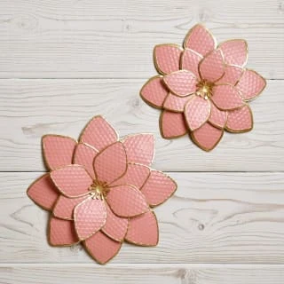 B&M Flower Wall Plaques 2pk - Pink 1 B&M Flower Wall Plaques 2pk - Pink