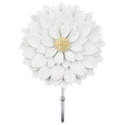 B&M Flower Wall Hook - Cream -B&M 392759 flower wall hook white 2