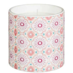 B&M Ceramic Candle With Wooden Lid - White -B&M 392775 large printed ceramic candle with wooden lid white 3