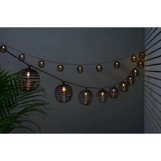 B&M 20 Solar Powered Black Rattan Effect String Lights 1 B&M 20 Solar Powered Black Rattan Effect String Lights