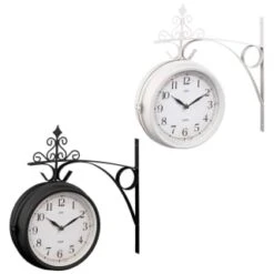 B&M Outdoor Dual Sided Station Clock - Cream -B&M 392937 outdoor dual sided station clock group