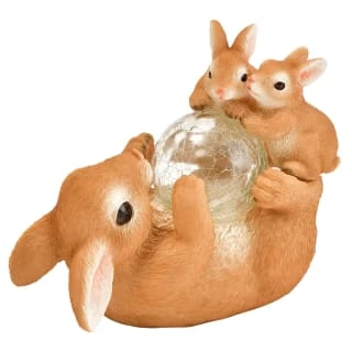 B&M Resin Rabbit Family With Solar Light 1 B&M Resin Rabbit Family With Solar Light