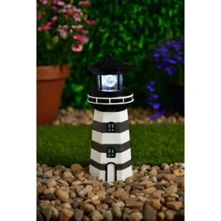 B&M Lighthouse Ornament With Rotating Solar Light - Grey 2 B&M Lighthouse Ornament With Rotating Solar Light - Grey - Image 2