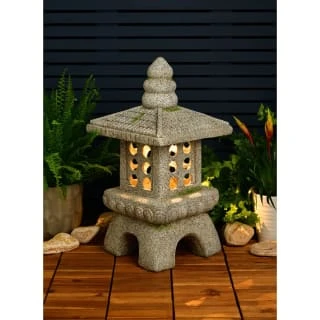 B&M Rustic Pagoda Ornament With Solar LED 2 B&M Rustic Pagoda Ornament With Solar LED - Image 2