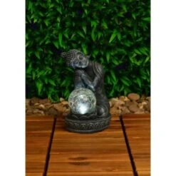 B&M Assorted Sitting Solar Buddha Garden Ornament 13 B&M Assorted Sitting Solar Buddha Garden Ornament -B&M 393441 sitting buddha garden ornament with solar crackle ball 3