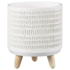 B&M Plant Pot On Tripod Stand - White