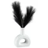 B&M Stone Rounded Vase With Black Pampas