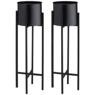 B&M Tall Round Planter 2pk - Black 1 B&M Tall Round Planter 2pk - Black